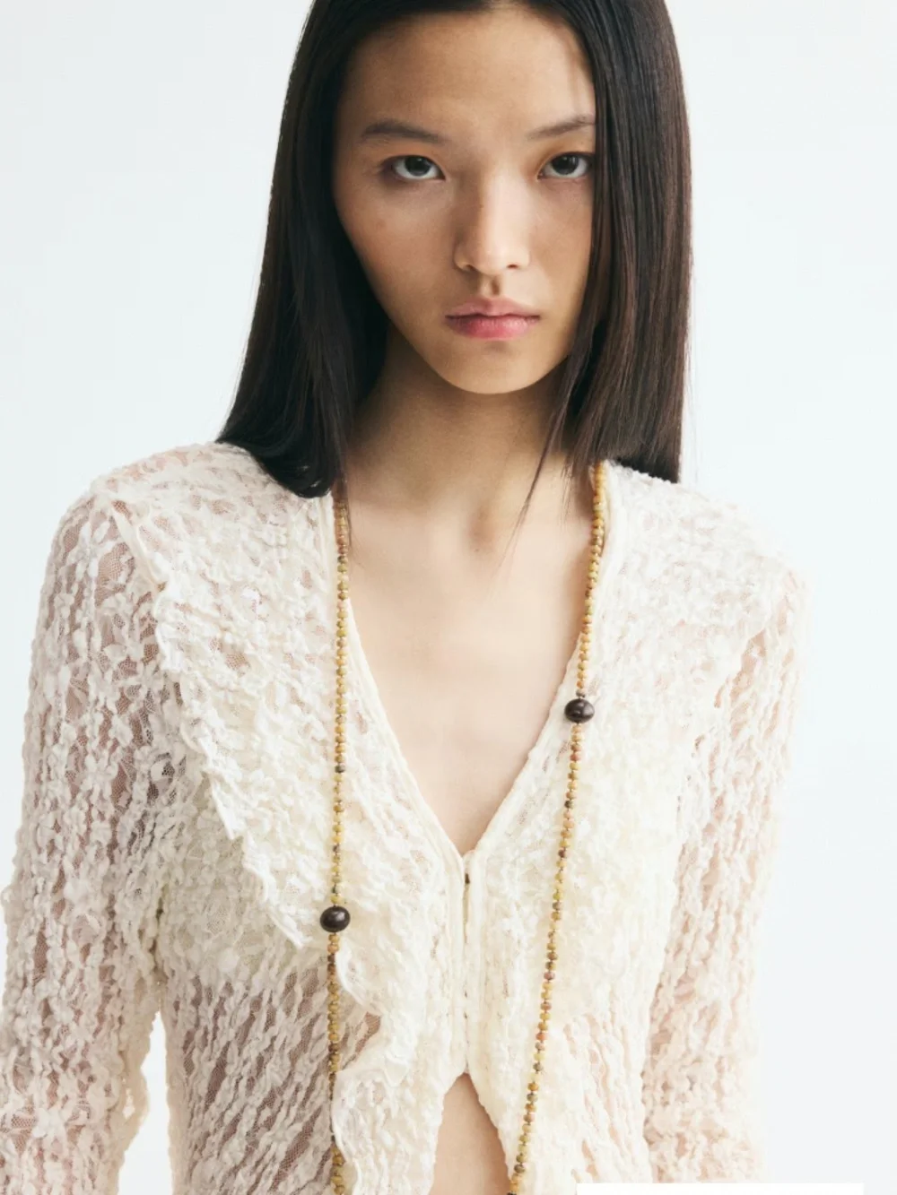 Flounced lace look dress